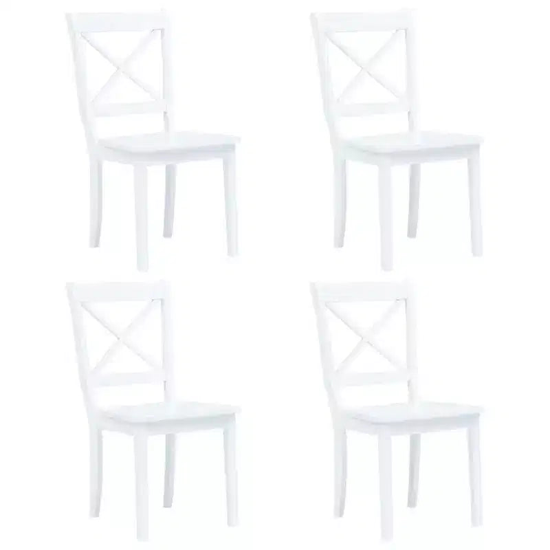 vidaXL Dining Chair Set of 4 White Solid rubber wood Standard