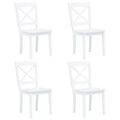 vidaXL Dining Chair Set of 4 White Solid rubber wood Standard