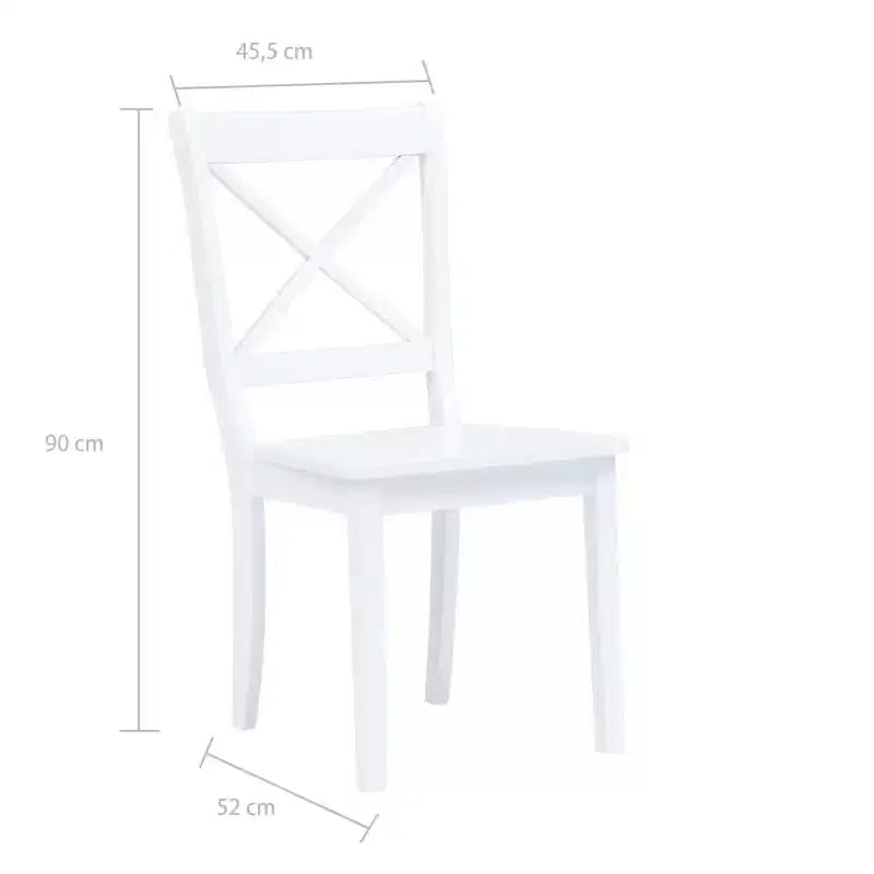 vidaXL Lot de 4 Chaises de Salle à Manger Blanc Bois d'hévéa Massif Standard