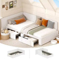 Twin Daybed with 2 Storage Drawers, Corner Bed Frame with Extended Headboard and Bed Rails, for Home Office