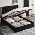 GustoWave Velvet Upholstered Lift Up Storage Bed Frame with Hydraulic Support