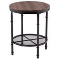 Double Layer Triamine Plate Iron Side Table Round Three-Dimensional Wood Grain Brown Background With Black Pattern