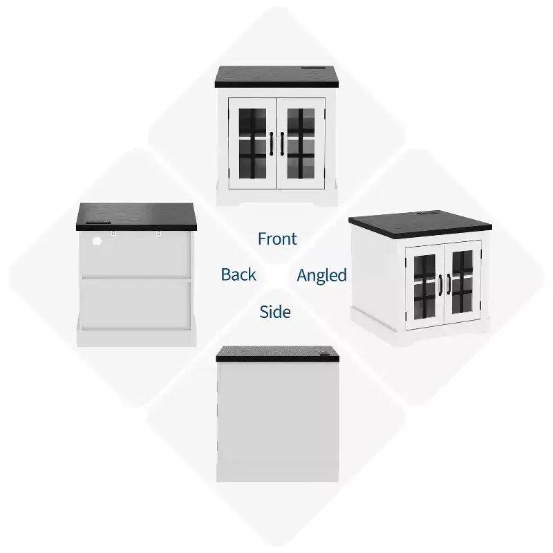 Buffet Bahut Contemporain avec Portes Vitrées et Prise Électrique, Armoire de Rangement pour Cuisine, Bar à Café et Salon, Petite ou Grande Taille