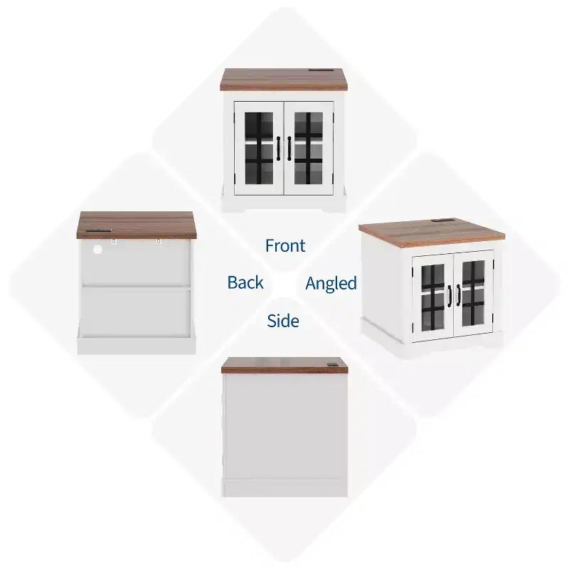 Buffet Bahut Contemporain avec Portes Vitrées et Prise Électrique, Armoire de Rangement pour Cuisine, Bar à Café et Salon, Petite ou Grande Taille
