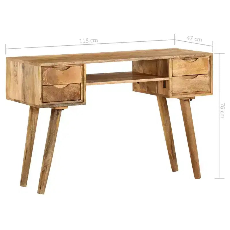 vidaXL Bureau Varie selon la pièce Bois de manguier massif 115 x 47 x 76 cm