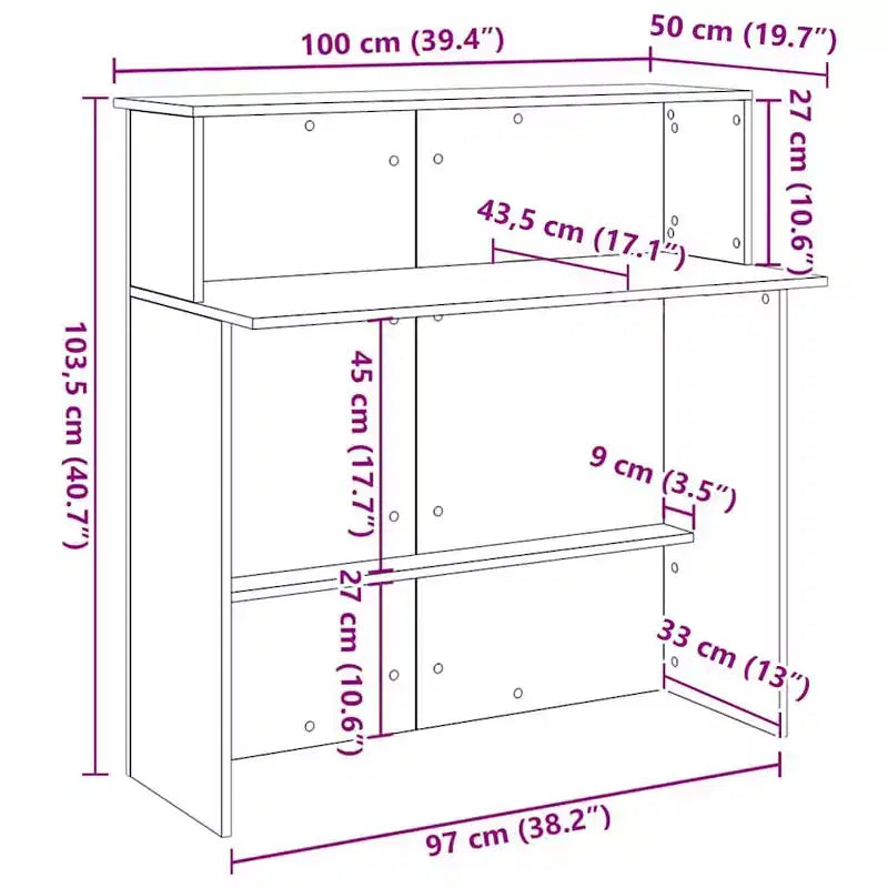 vidaXL Banque de réception blanc Bois d'ingénierie Bureau de réception standard