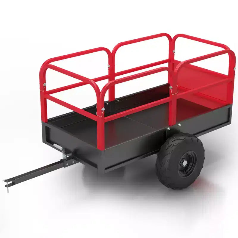 Heavy Duty 1700 lbs Utility ATV Dump Trailer - 17 Cu.Ft Steel Garden & Yard Cart - Removable Sides for Easy Loading - Pull Behind for Lawn Mowers