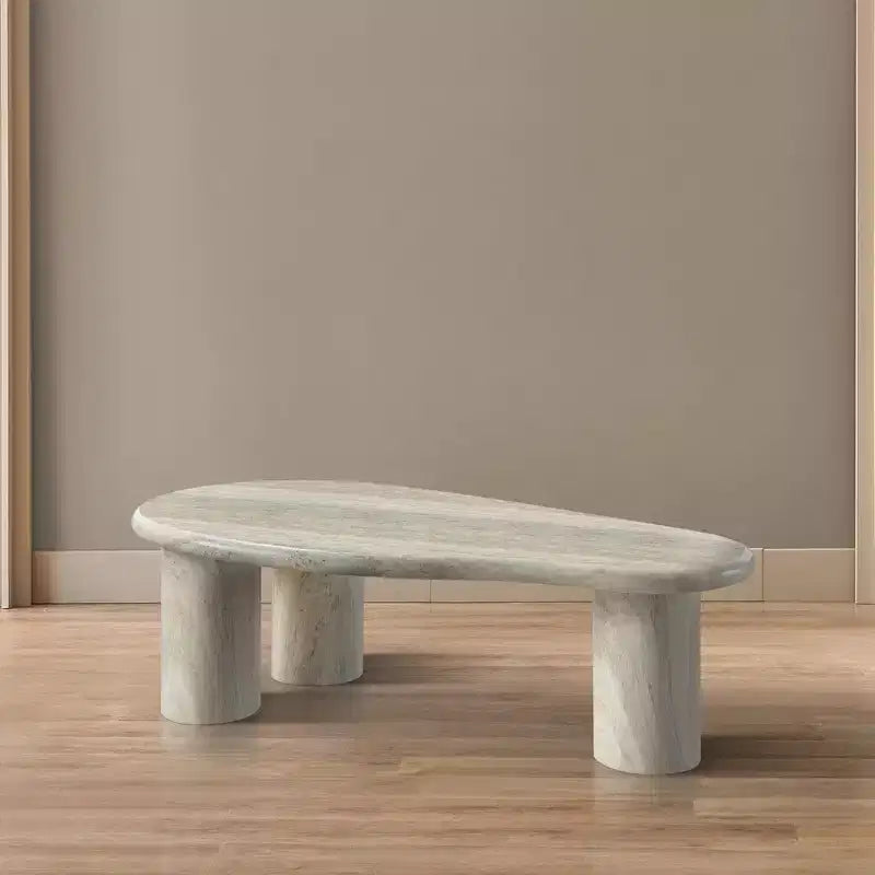 Meridian Furniture Sassari Travertin Table Basse en Béton Finition Travertin