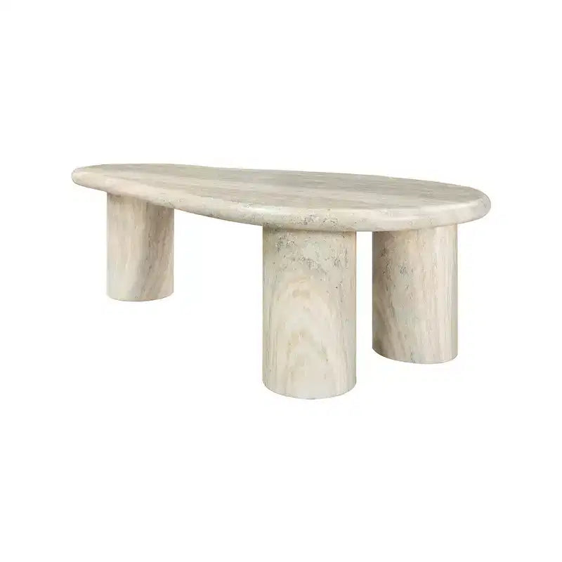 Meridian Furniture Sassari Travertin Table Basse en Béton Finition Travertin