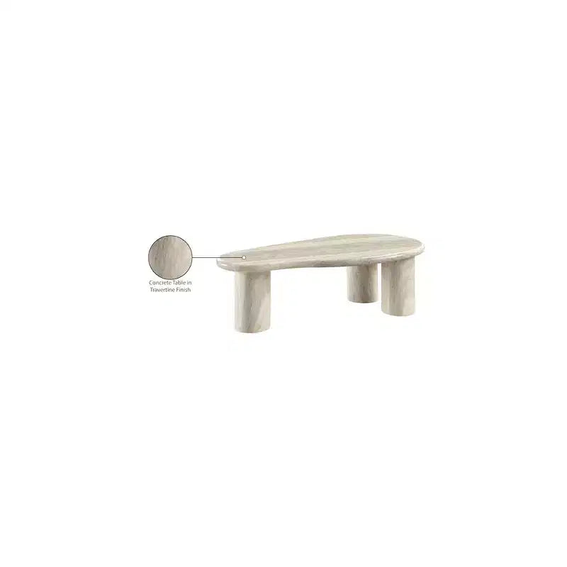 Meridian Furniture Sassari Travertin Table Basse en Béton Finition Travertin