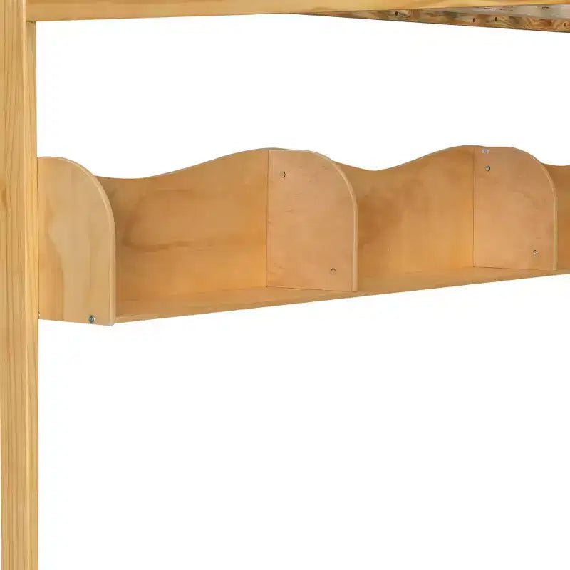 Lit mezzanine en bois Queen Size avec escalier et armoire, lit superposé haut avec espace sous le lit et étagères de rangement ouvertes pratiques pour enfants et adolescents
