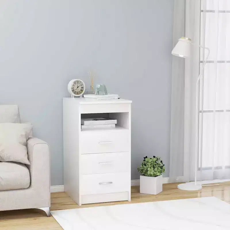 vidaXL Meuble à tiroirs blanc Bois d'ingénierie Meuble de rangement compact à tiroirs