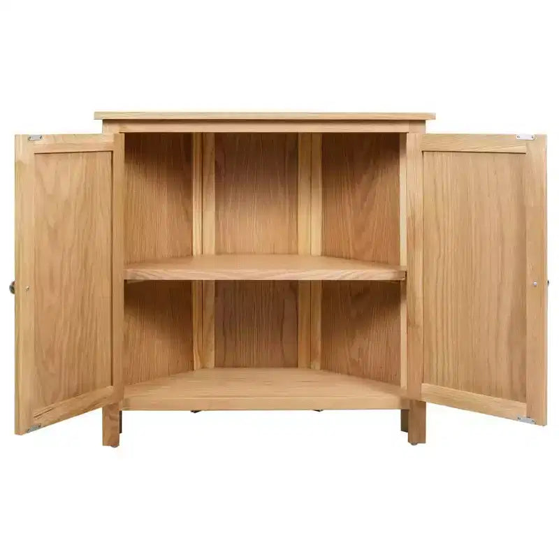 vidaXL Meuble d'angle marron Chêne massif et MDF avec placage de chêne