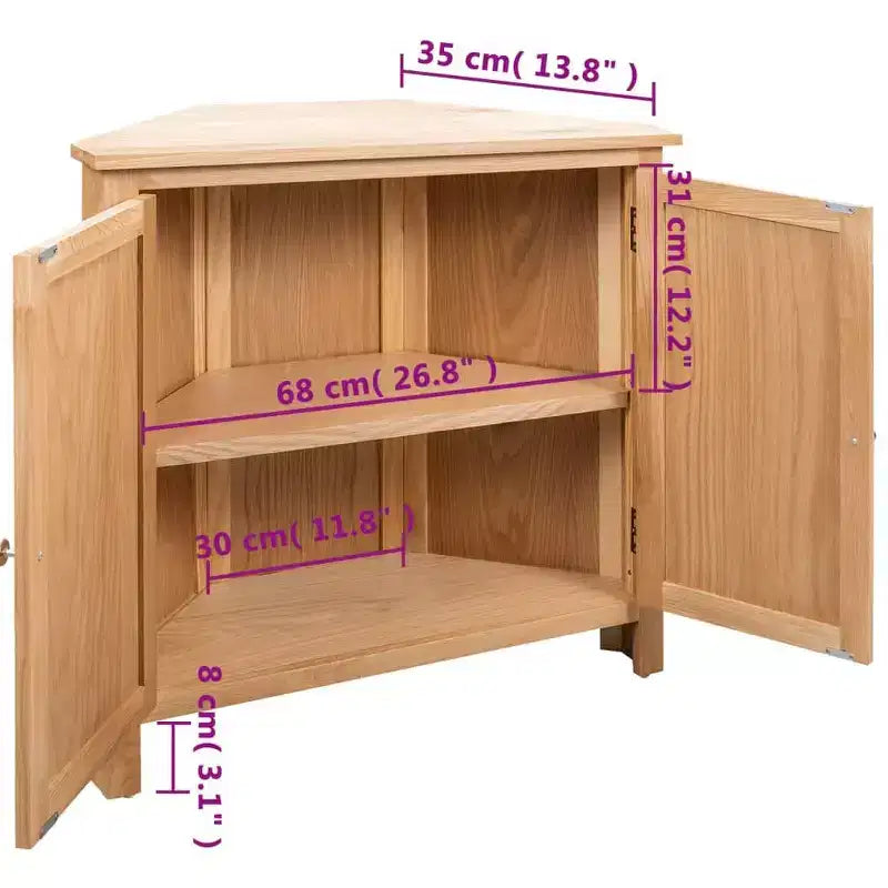 vidaXL Meuble d'angle marron Chêne massif et MDF avec placage de chêne