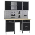 vidaXL Workbench with Four Wall Panels and Two Cabinets