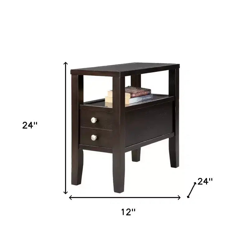HomeRoots Table d'appoint marron avec deux tiroirs, 24 po