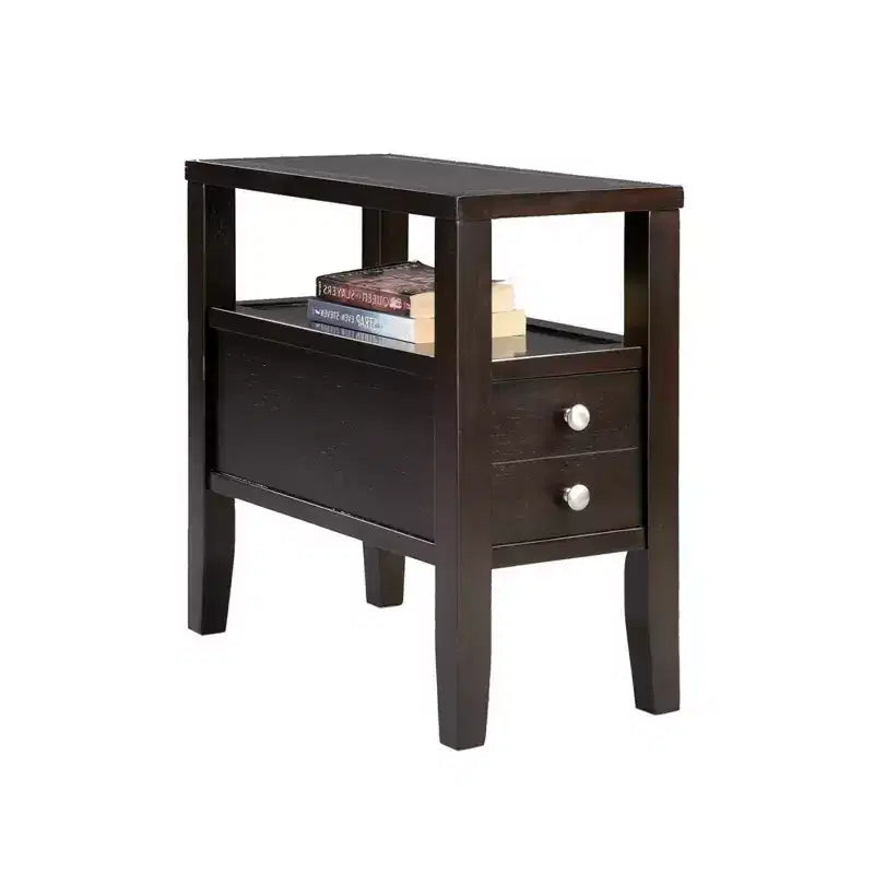 HomeRoots Table d'appoint marron avec deux tiroirs, 24 po