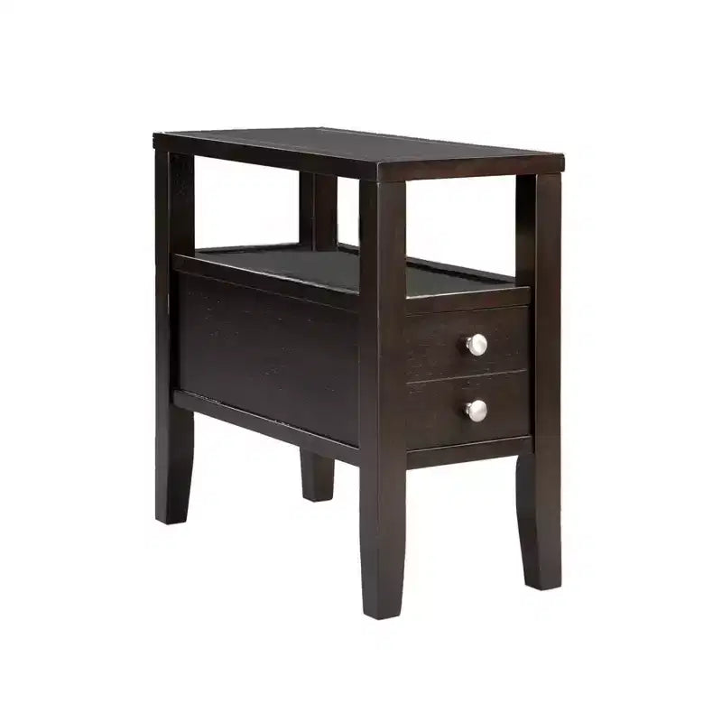 HomeRoots Table d'appoint marron avec deux tiroirs, 24 po