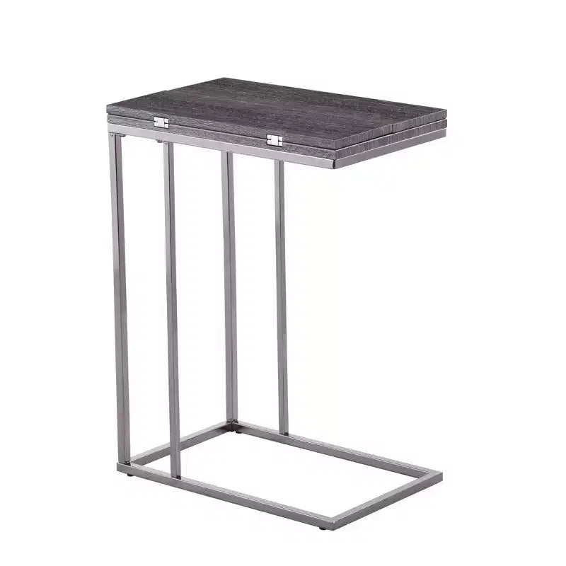 HomeRoots 25 Silver And Gray Expandable Rectangular End Table