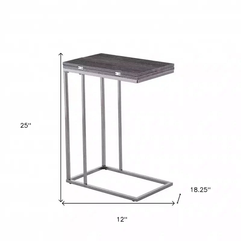 HomeRoots Table d'appoint rectangulaire extensible 25, gris et argenté