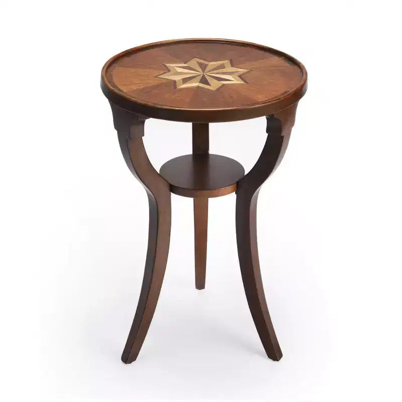 HomeRoots 24 Brown And Olive Ash Manufactured Wood Round End Table With Shelf