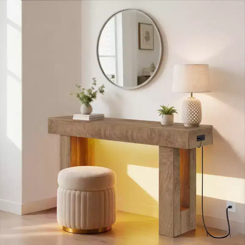 Rustic Farmhouse Console Table  63 Long Wooden Rectangula Sofa Table, for Home Office