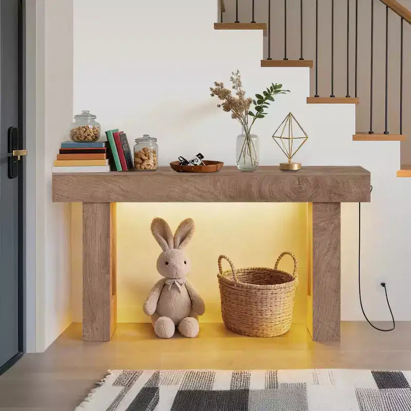 Console de ferme rustique, table de canapé rectangulaire en bois de 63 po de long, pour le bureau à domicile