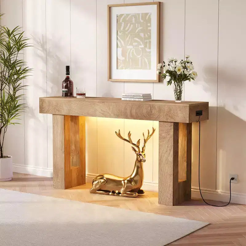 Console de ferme rustique, table de canapé rectangulaire en bois de 63 po de long, pour le bureau à domicile