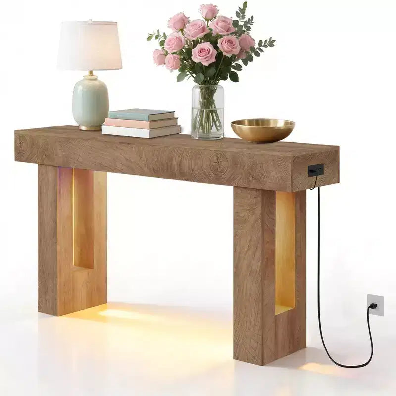 Console de ferme rustique, table de canapé rectangulaire en bois de 63 po de long, pour le bureau à domicile
