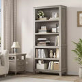 71 Tall Farmhouse 5-Tier Bookshelf w/ Adjustable Shelves, Industrial Wood & Metal Bookcase, Wide Display Storage Rack for Home Office & Living Room