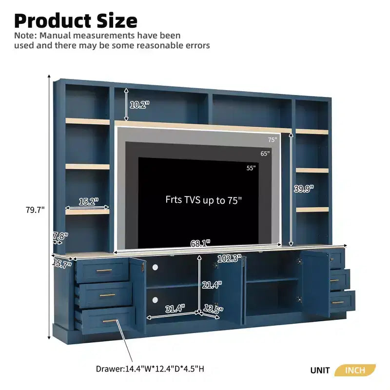 Meuble TV GDFStudio Lucas 102.3 Farmhouse 4 pièces avec étagères réglables