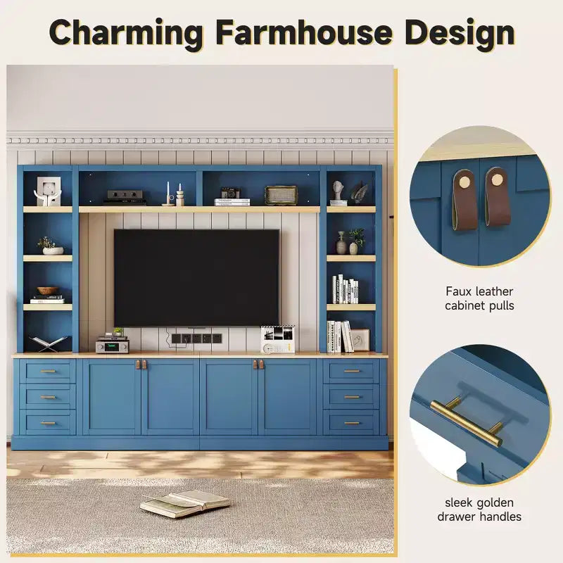 Meuble TV GDFStudio Lucas 102.3 Farmhouse 4 pièces avec étagères réglables