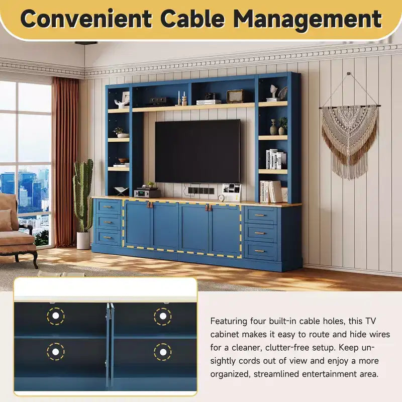 Meuble TV GDFStudio Lucas 102.3 Farmhouse 4 pièces avec étagères réglables
