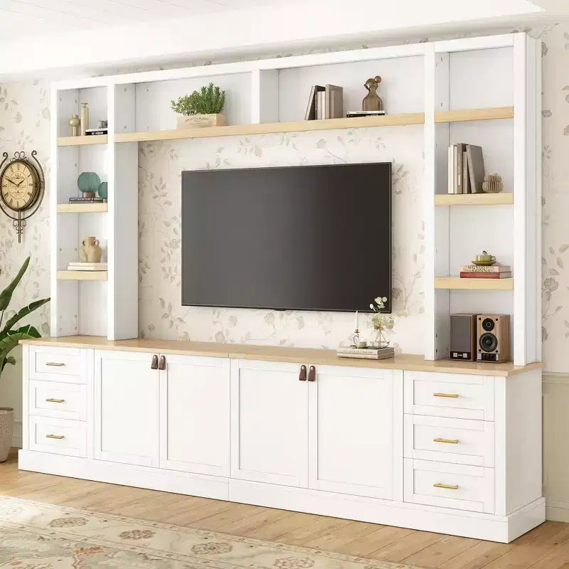 Meuble TV GDFStudio Lucas 102.3 Farmhouse 4 pièces avec étagères réglables