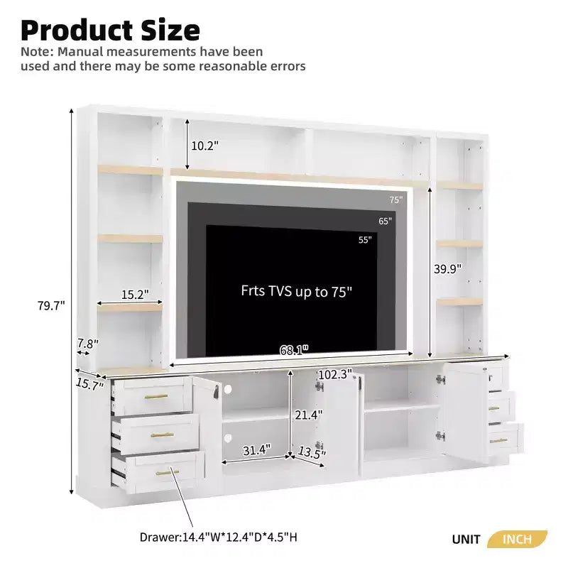 Meuble TV GDFStudio Lucas 102.3 Farmhouse 4 pièces avec étagères réglables