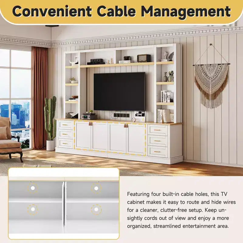 Meuble TV GDFStudio Lucas 102.3 Farmhouse 4 pièces avec étagères réglables