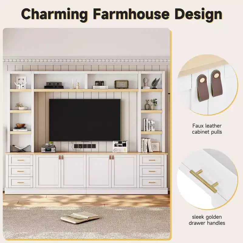 Meuble TV GDFStudio Lucas 102.3 Farmhouse 4 pièces avec étagères réglables