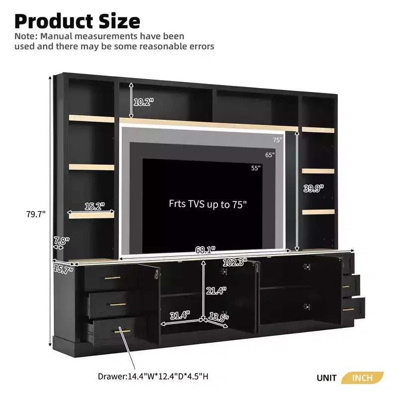 Meuble TV GDFStudio Lucas 102.3 Farmhouse 4 pièces avec étagères réglables