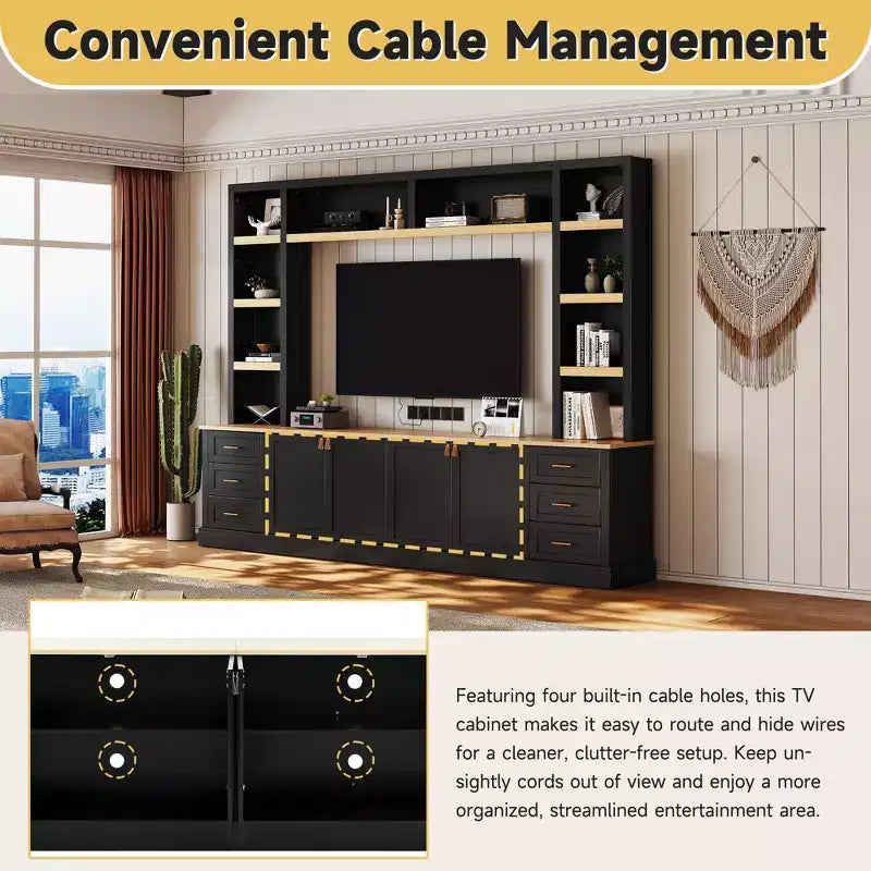Meuble TV GDFStudio Lucas 102.3 Farmhouse 4 pièces avec étagères réglables