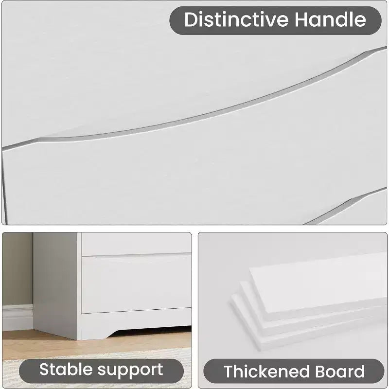 LinTimes Commode en bois moderne à 6 tiroirs - Armoire de rangement profonde avec plateau large - Commode de rangement spacieuse pour chambre à coucher, salon, couloir, chambre d'enfant