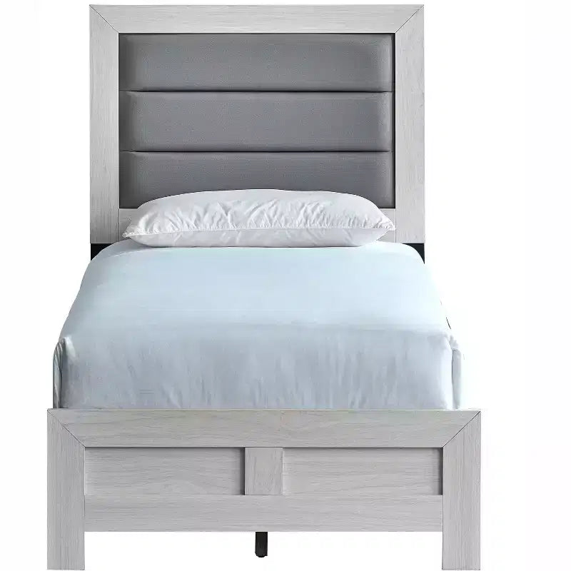 Passion Furniture Plano Beige Wood Frame Twin Panel Bed
