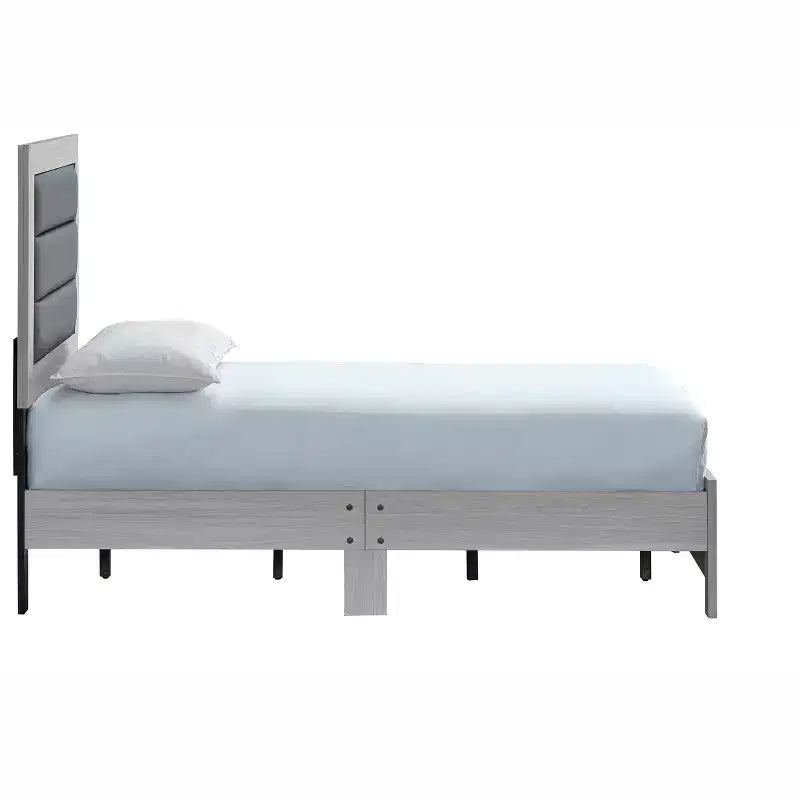 Lit jumeau à panneaux avec cadre en bois beige Passion Furniture Plano