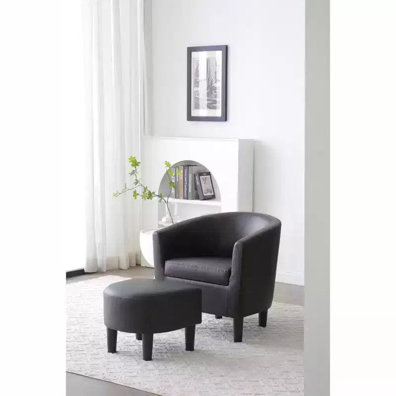 Fauteuil d'appoint en similicuir avec ottoman Passion Furniture Salem