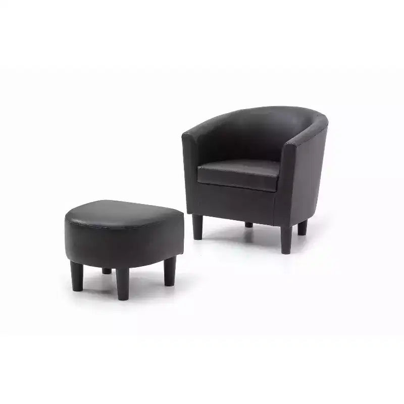 Fauteuil d'appoint en similicuir avec ottoman Passion Furniture Salem