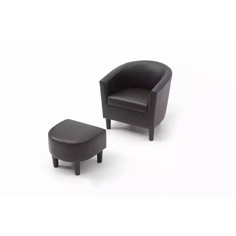 Fauteuil d'appoint en similicuir avec ottoman Passion Furniture Salem