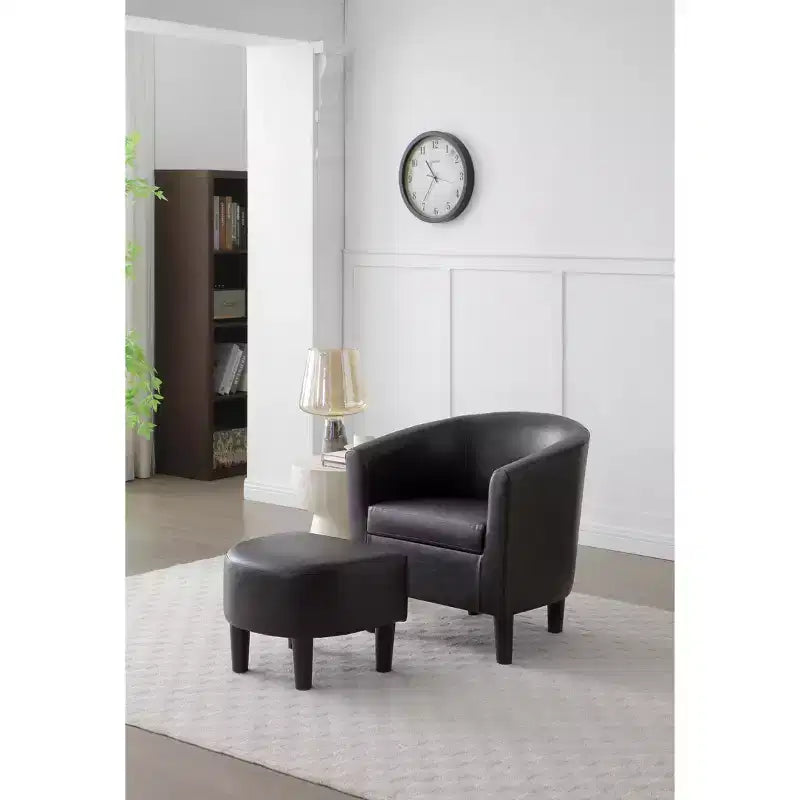 Fauteuil d'appoint en similicuir avec ottoman Passion Furniture Salem