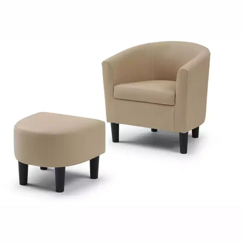 Fauteuil d'appoint en similicuir avec ottoman Passion Furniture Salem
