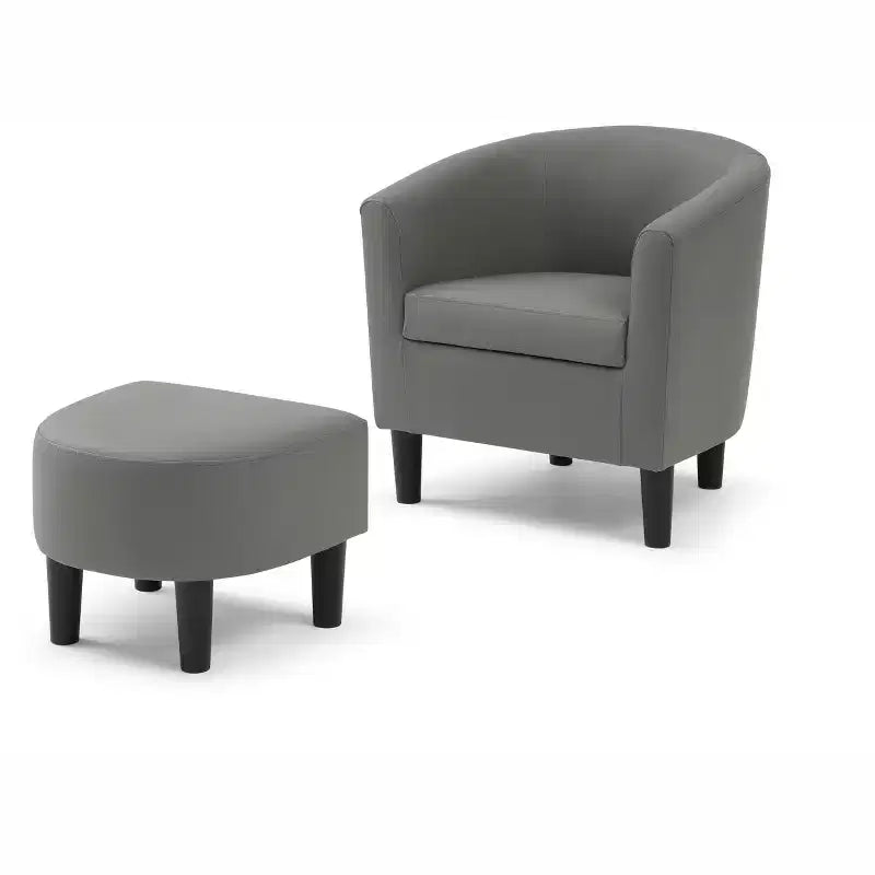 Fauteuil d'appoint en similicuir avec ottoman Passion Furniture Salem