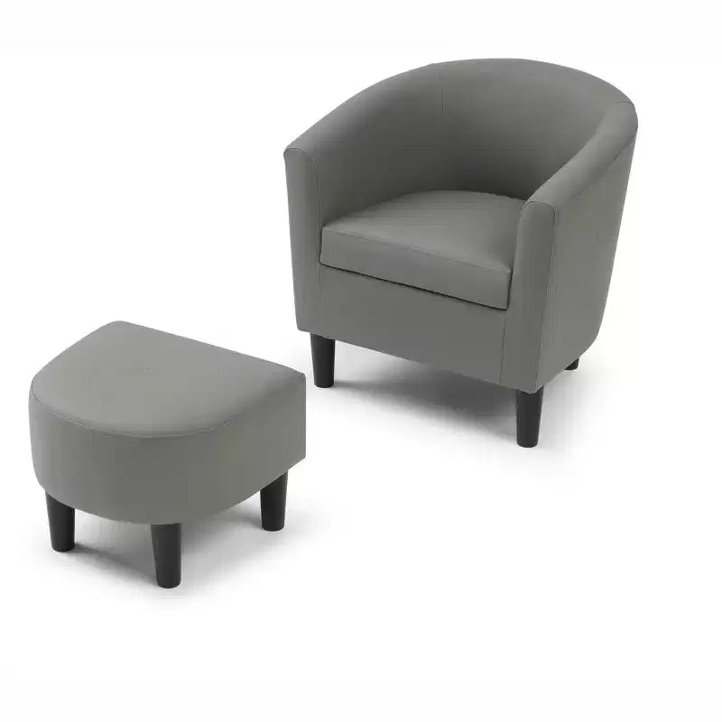 Fauteuil d'appoint en similicuir avec ottoman Passion Furniture Salem