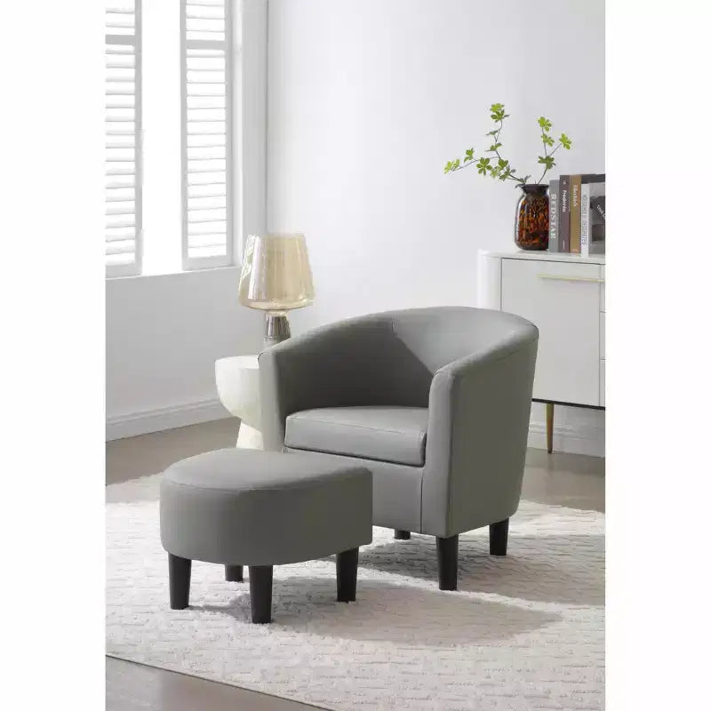 Fauteuil d'appoint en similicuir avec ottoman Passion Furniture Salem